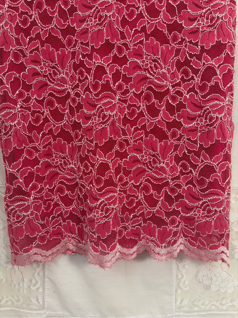 Y2K Pink Lace Textured Scallop Hem Coquette Femme Fairy Midi Dress Size S-M - Picture 13 of 16